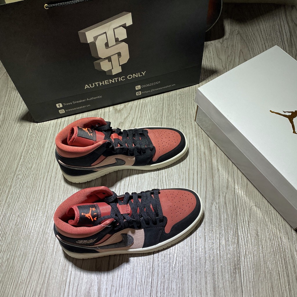 [ CHÍNH HÃNG ] Giày thể thao NIKE AIR JORDAN 1 MID BURGUNDY DUSTY PINK