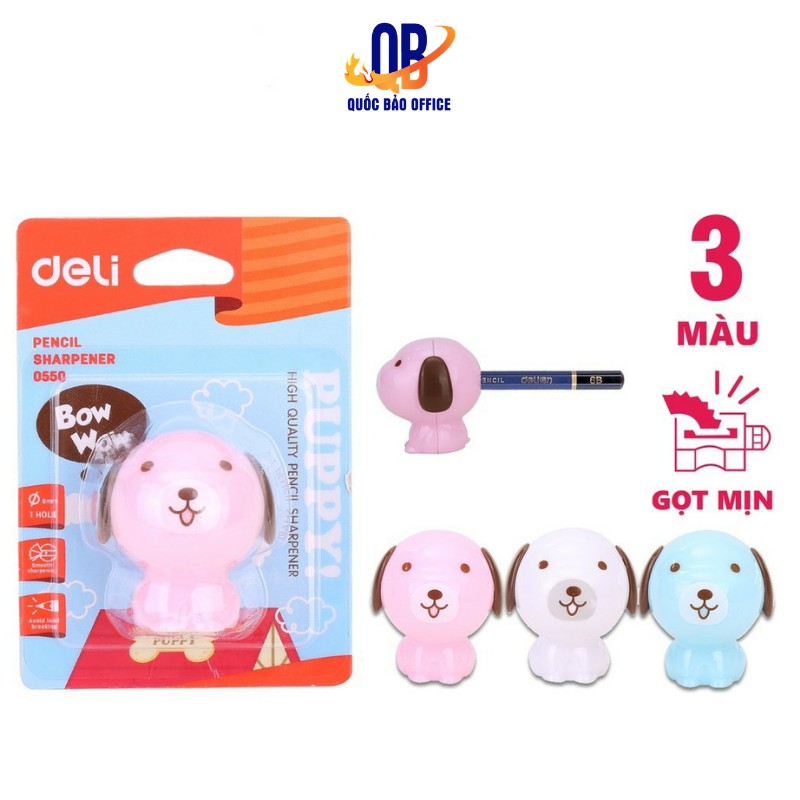 Gọt bút chì Deli - lưỡi thép xanh dương, hồng, trắng - 1 cái - E0550