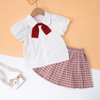 [25.6 GIẢM 40K ĐƠN 299K] Áo sơ mi bé gái ILABY ralag tay bồng chất liệu thô cotton thoáng mát [22IG05690921]