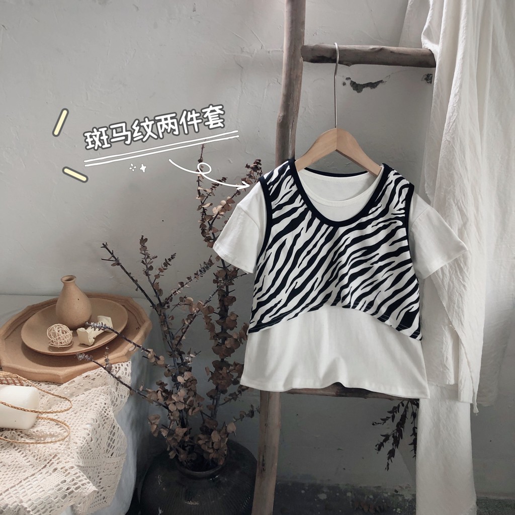 Set Đồ 2 Món Gồm Áo Thun Cổ Tròn Dáng Rộng + Áo Không Tay Dành Cho Bé Gái