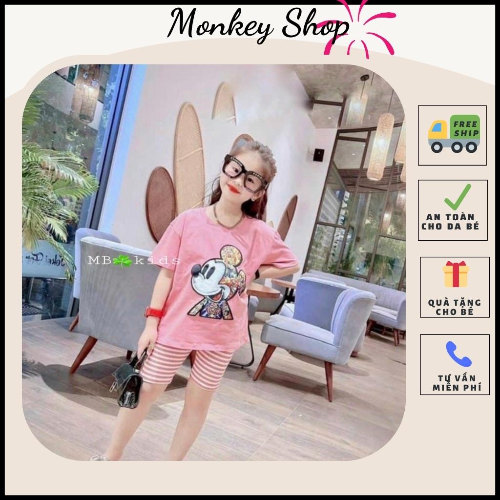 Bộ quần áo cho bé gái in hình mickey hot cho mùa hè size 24-37kg, đồ bộ mặc nhà Monkeyshop