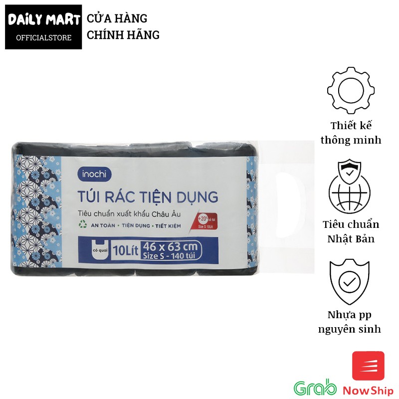 [3 Size] Lô 4 Cuộn Túi Đựng Rác, Túi Rác CUỘN ĐEN, Túi Đựng Rác Tự Hủy Có Quai Tiêu Chuẩn Nhật Bản SOJI Inochi