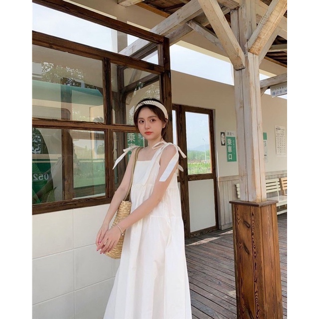 SIÊU HOT] Váy Nữ 2 Dây Nhẹ Nhàng Thắt Nơ Dáng Xòe Xinh Xắn Style Ulzzang, Đầm Nữ 2 Dây Bản To Chất Thô Mềm Mát Hè 2021