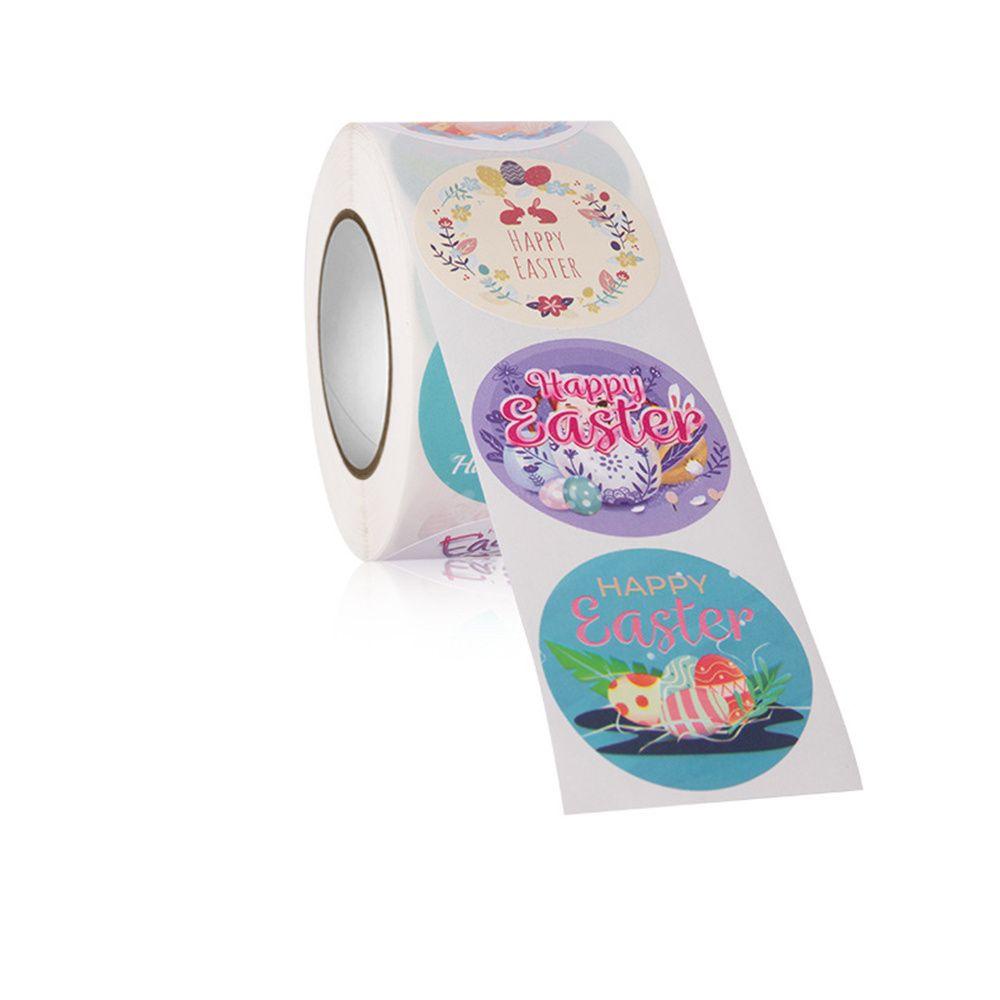 Cuộn 500 Nhãn Dán Trang Trí Hình Thỏ Phục Sinh Dễ Thương