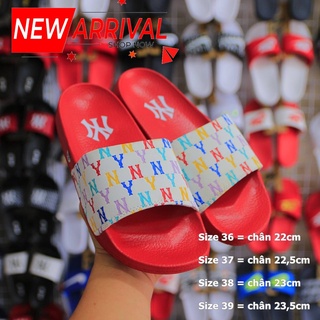 dép NY-MLB Nữ Quai Ngang Monogram Multicolor