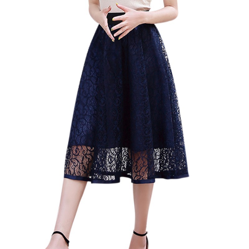 Chân váy chữ A đắp ren hoa vintage cho nữ | BigBuy360 - bigbuy360.vn