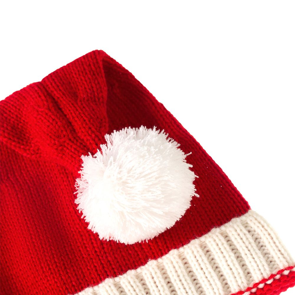 Mũ beanie dệt kim màu trơn đính quả bông phong cách Hàn Quốc cho mẹ và bé BACK2LIFE