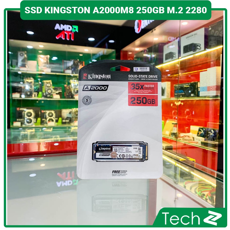 Ổ cứng SSD Kingston A2000M8 250GB M.2 2280 PCIe NVMe Gen 3x4 (Đọc 2000MB/s - Ghi 1000MB/s)