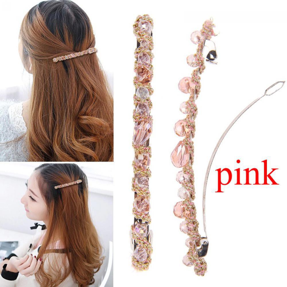 Kẹp tóc hợp kim dáng dài đính đá nhiều màu sắc xinh xắn cho nữ