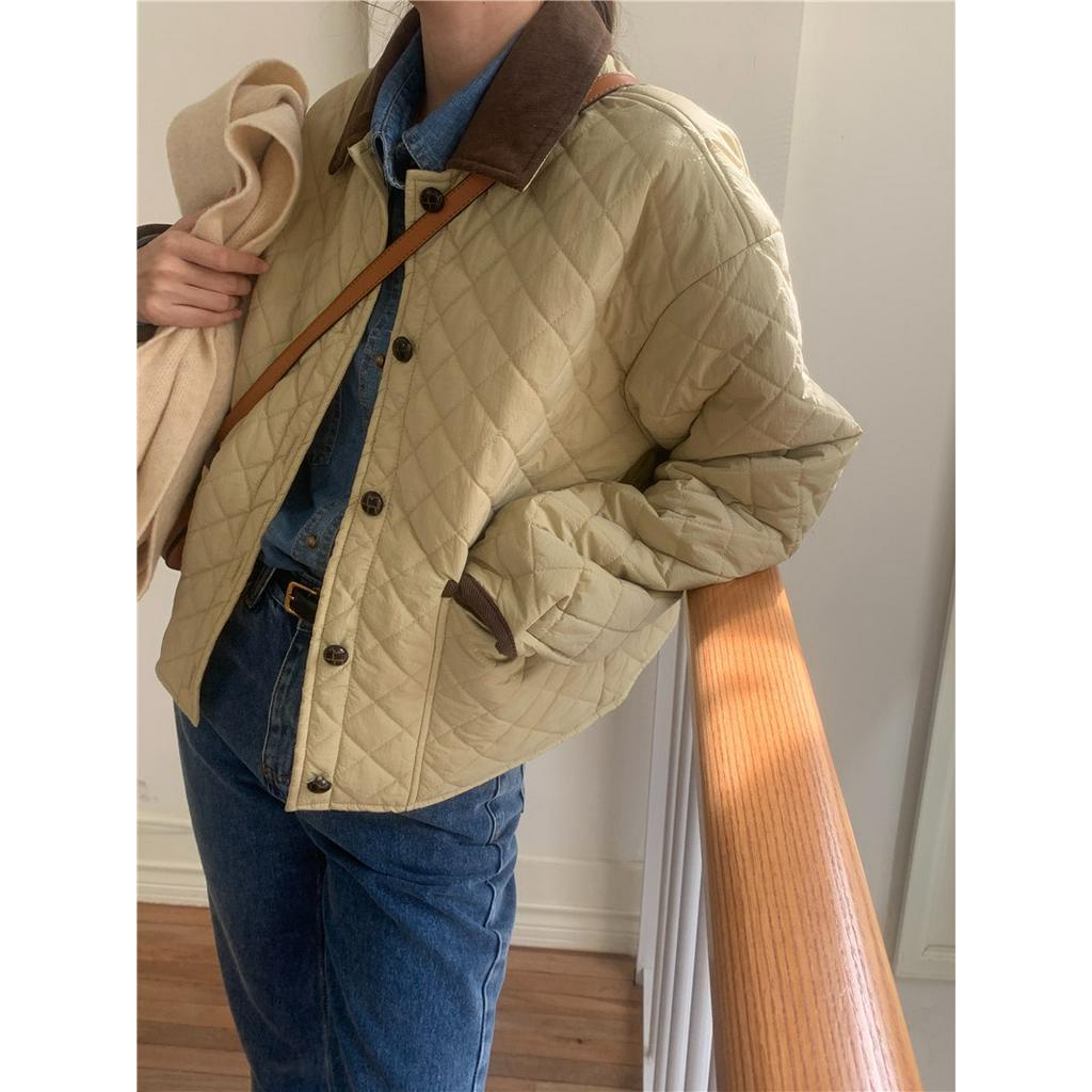 Áo Khoác Cotton Họa Tiết Kim Cương Màu Sắc Tương Phản 60446