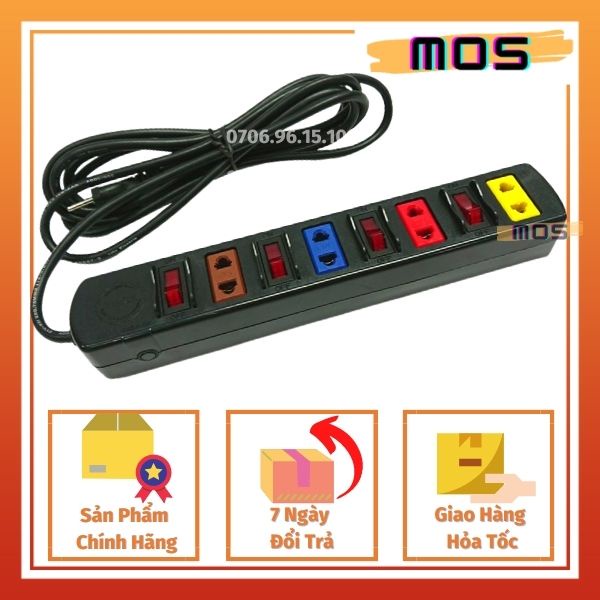 Ổ cắm điện 2 chấu Lioa ⚡⚡1 đổi 1⚡⚡ có công tắc bảo vệ quá tải kéo dài 3 mét/5 mét Mos Shop