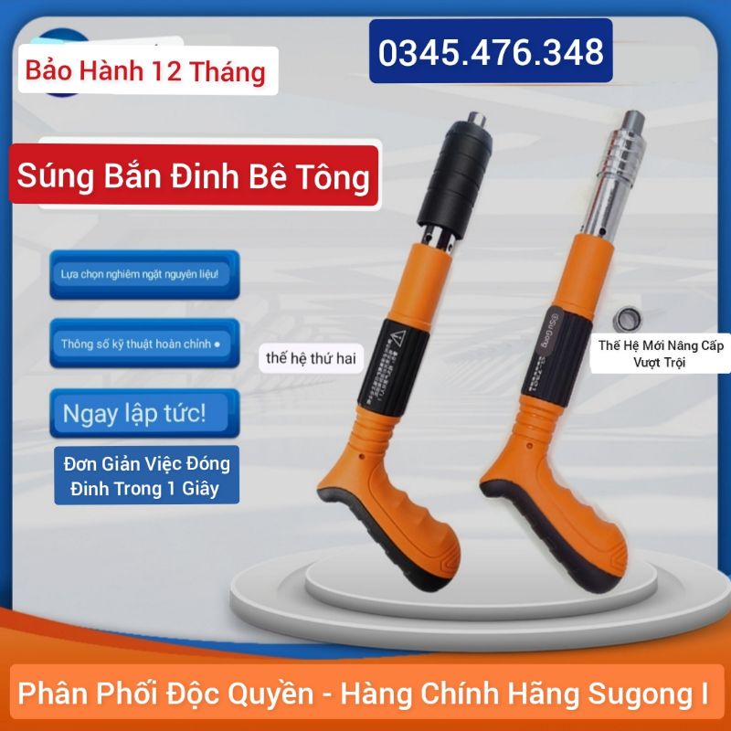 Máy Bắn Đinh Bê Tông Hạt Nổ Tặng Kèm 20 Đinh, Không Cần Sử Dụng Điện