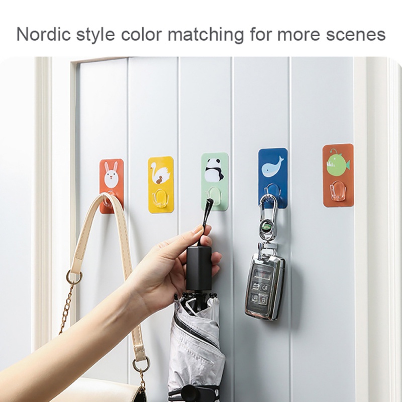 Set 10 Móc Dán Tường Không Cần Khoan Hình Hoạt Hình Dễ Thương Sáng Tạo Cho Nhà Bếp/Phòng Tắm