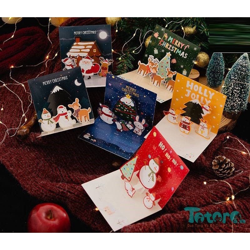 Thiệp kèm phong bì Merry Chirstmas Giáng Sinh Noel Ấm Áp