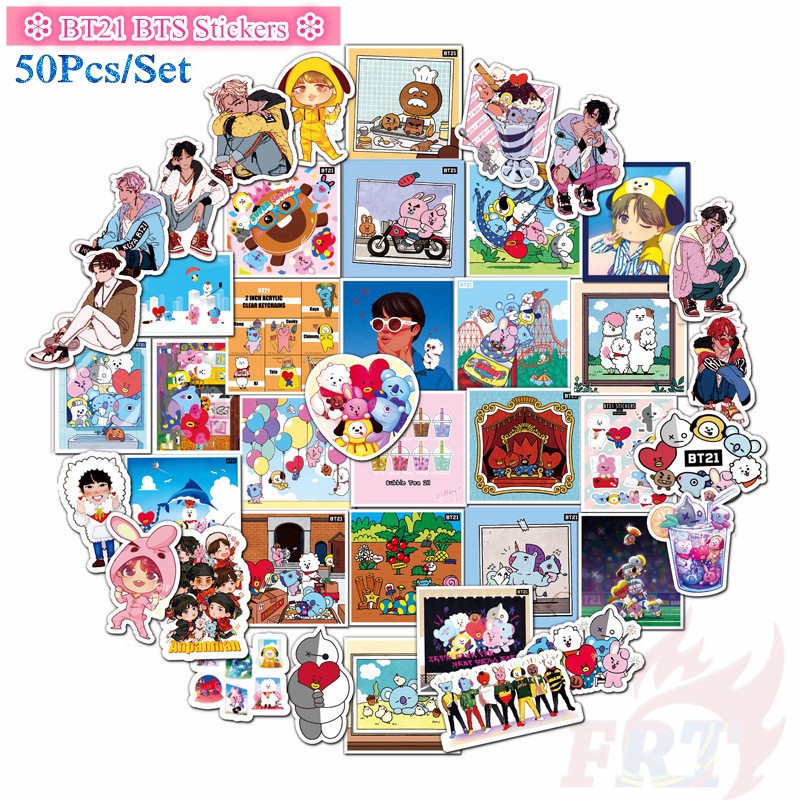 ❉ BT21 BTS Giấy và decal dán tường ❉ 50Pcs/Set KPOP Mixed Luggage Laptop Skateboard Doodle Stickers