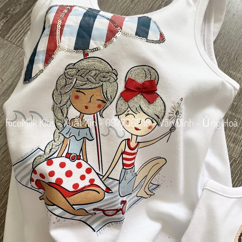 Bộ hè cho bé gái áo cotton quần thô xuất dư xịn