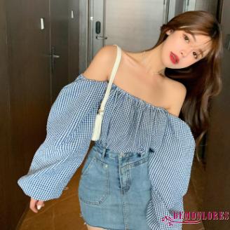 Áo trễ vai tay dài dáng rộng màu trơn thời trang cho nữ