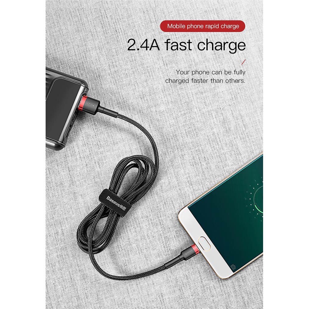 Cáp sạc nhanh Baseus Micro Smartphone Android (2.4A, Quick charge 3.0) BH 12 THÁNG.