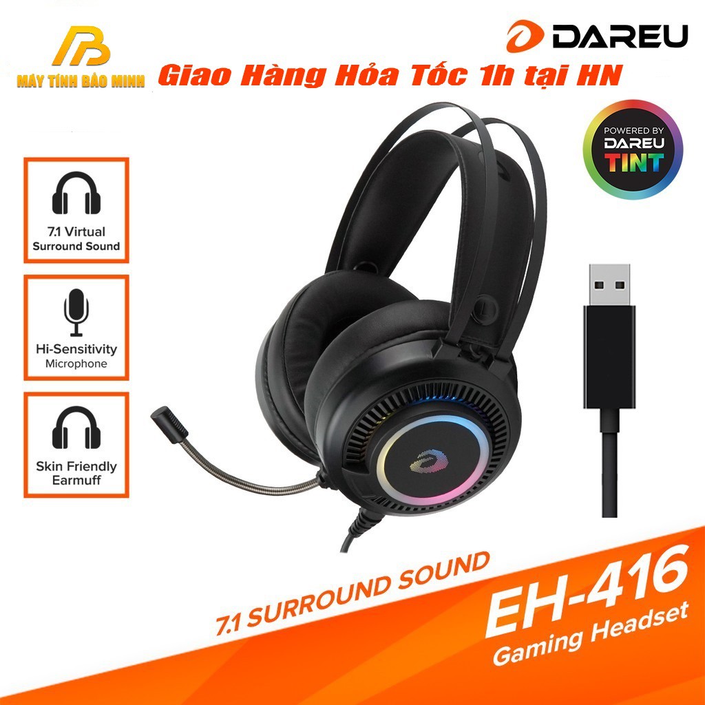 Tai Nghe DAREU EH416 RGB Giả Lập 7.1 Cắm Cổng USB - Hàng Chính Hãng