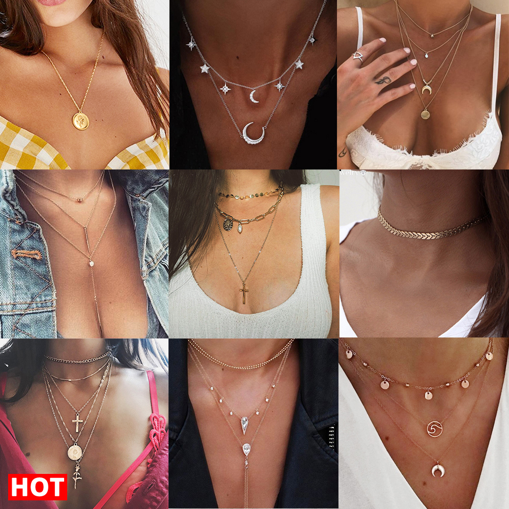 Vòng Cổ Choker Hợp Kim Nhiều Lớp Thời Trang Dành Cho Phụ Nữ