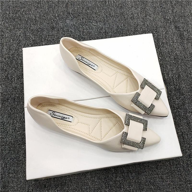 Giày Búp Bê Da Mềm Đế Bằng Mũi Nhọn Dễ Phối Đồ Thời Trang Cho Nữ Size 32-44
