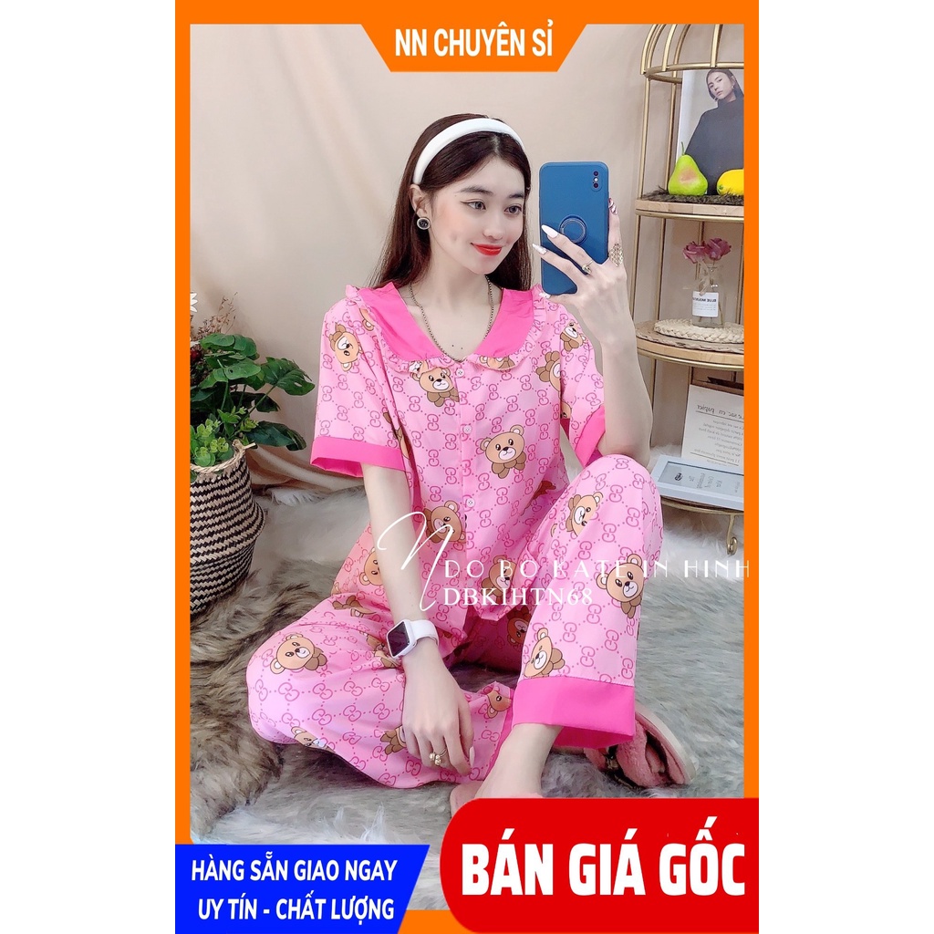 Đồ bộ nữ mặc nhà chất kate mềm mịn in họa tiết dễ thương DBKIHTN68