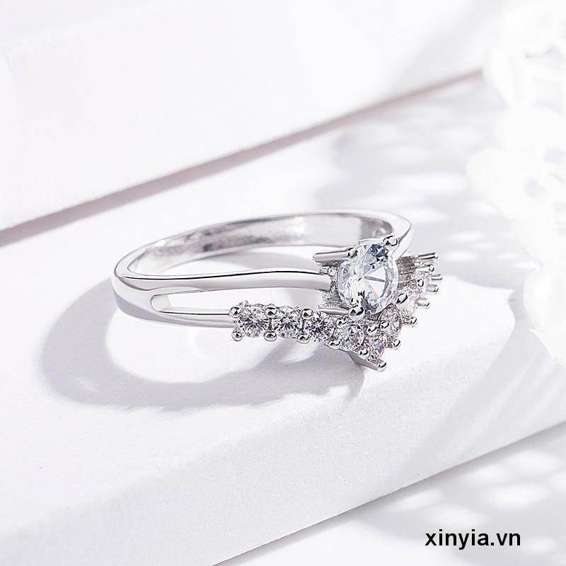 Nhẫn Hợp Kim Đính Đá Zircon Đơn Giản Cho Nữ