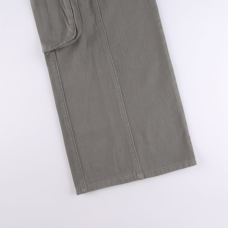 Quần Jean Cotton Dáng Rộng Nhiều Túi Phong Cách Âu Mỹ Cho Nữ