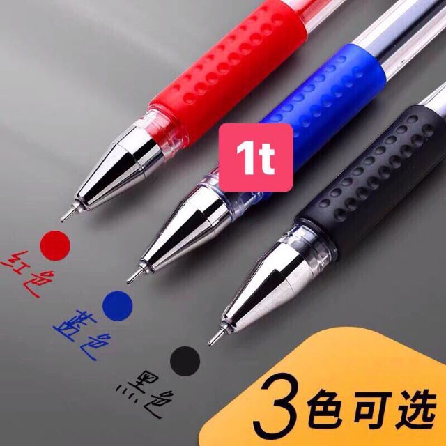 Bút bi bút nước 0.5mm cao cấp mực đều - 2 ngòi bút xanh đen đỏ