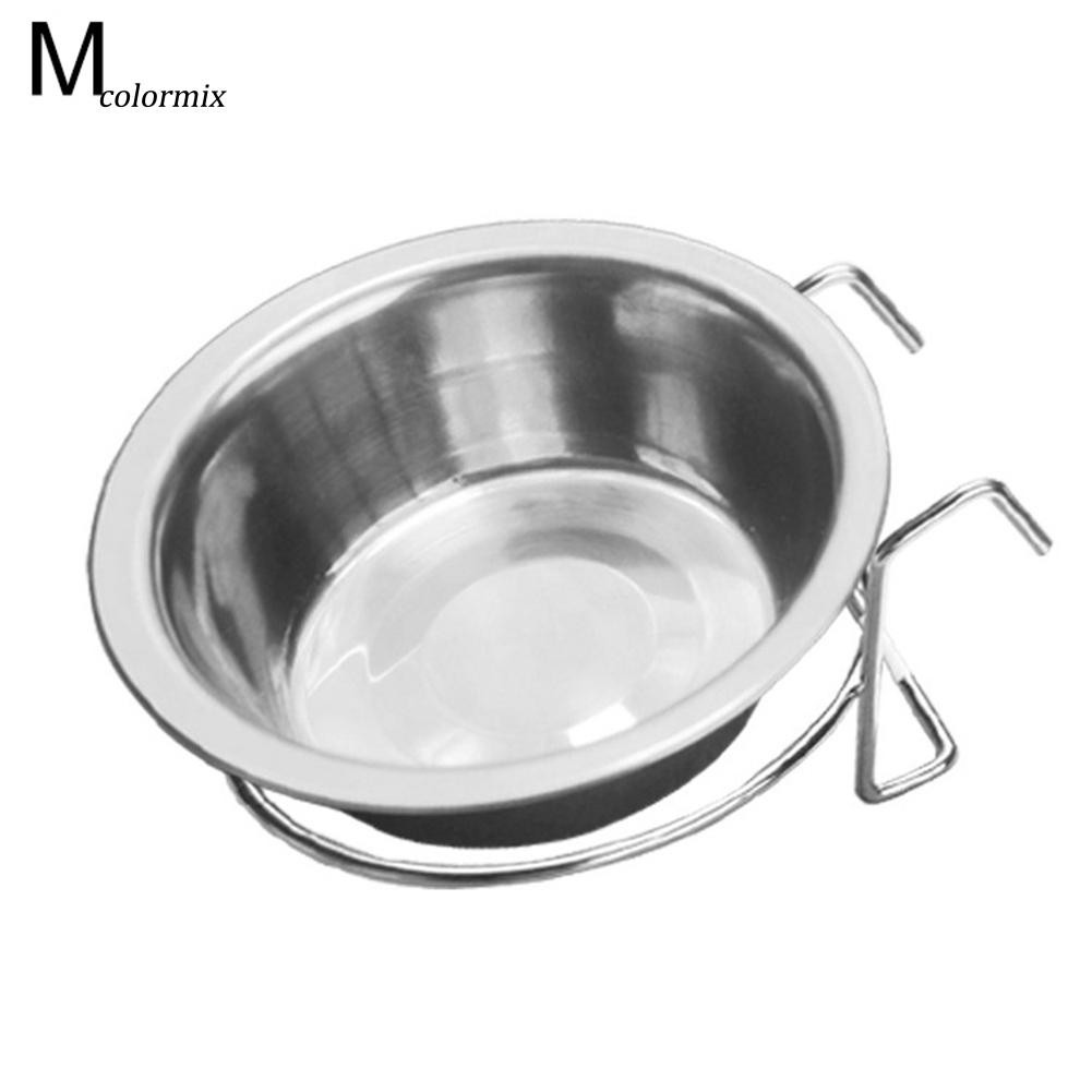 Bát inox đựng thức ăn nước uống cho thú cưng thiết kế có móc treo chống trượt tiện dụng