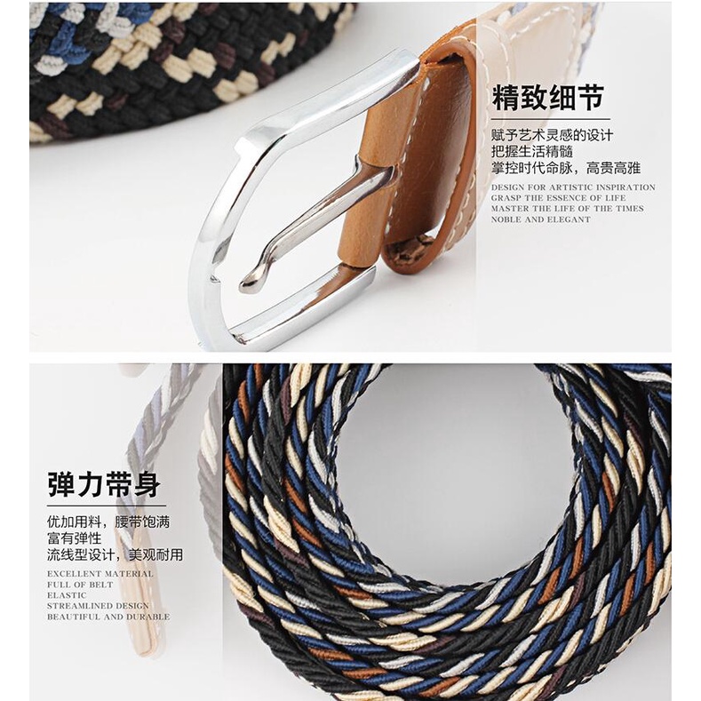 Thắt lưng WAFNHA D185 vải canvas bện co giãn thời trang cho nam