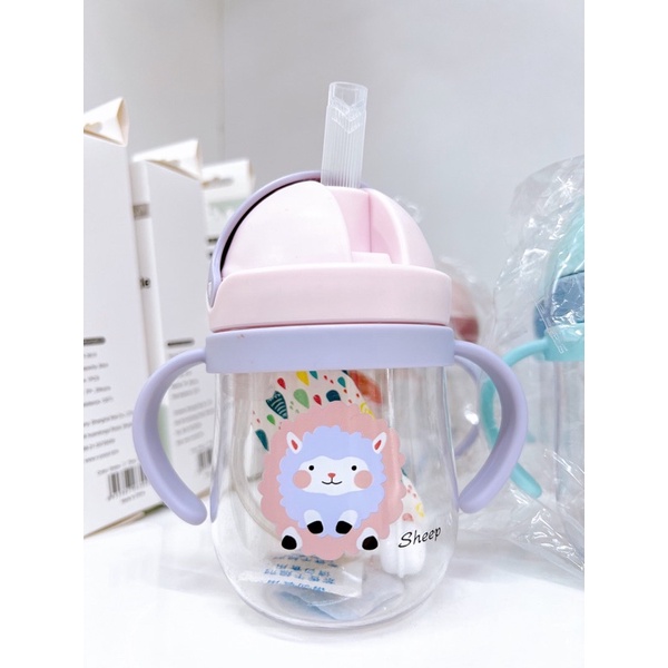 Bình tập hút tập uống nước có ống hút và quai cầm chống sặc hình thú ngộ nghĩnh cho bé Beehouse
