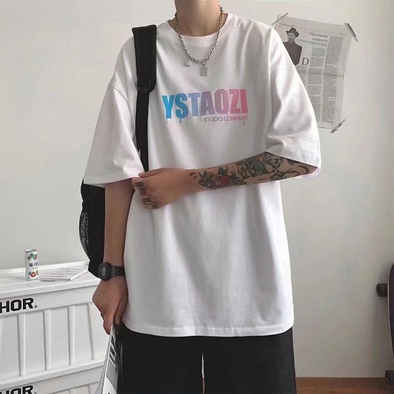 Áo Thun Cổ Tròn Tay Nửa In Chữ Phong Cách Hip Hop Thời Trang Mùa Hè Dành Cho Couple 2022