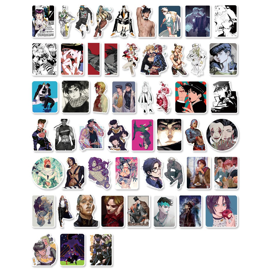 Bộ Sticker hoạt hình JOJO đẹp dán trang trí laptop, mũ nón bảo hiểm, vali, xe tay ga, ván trượt - DB.042