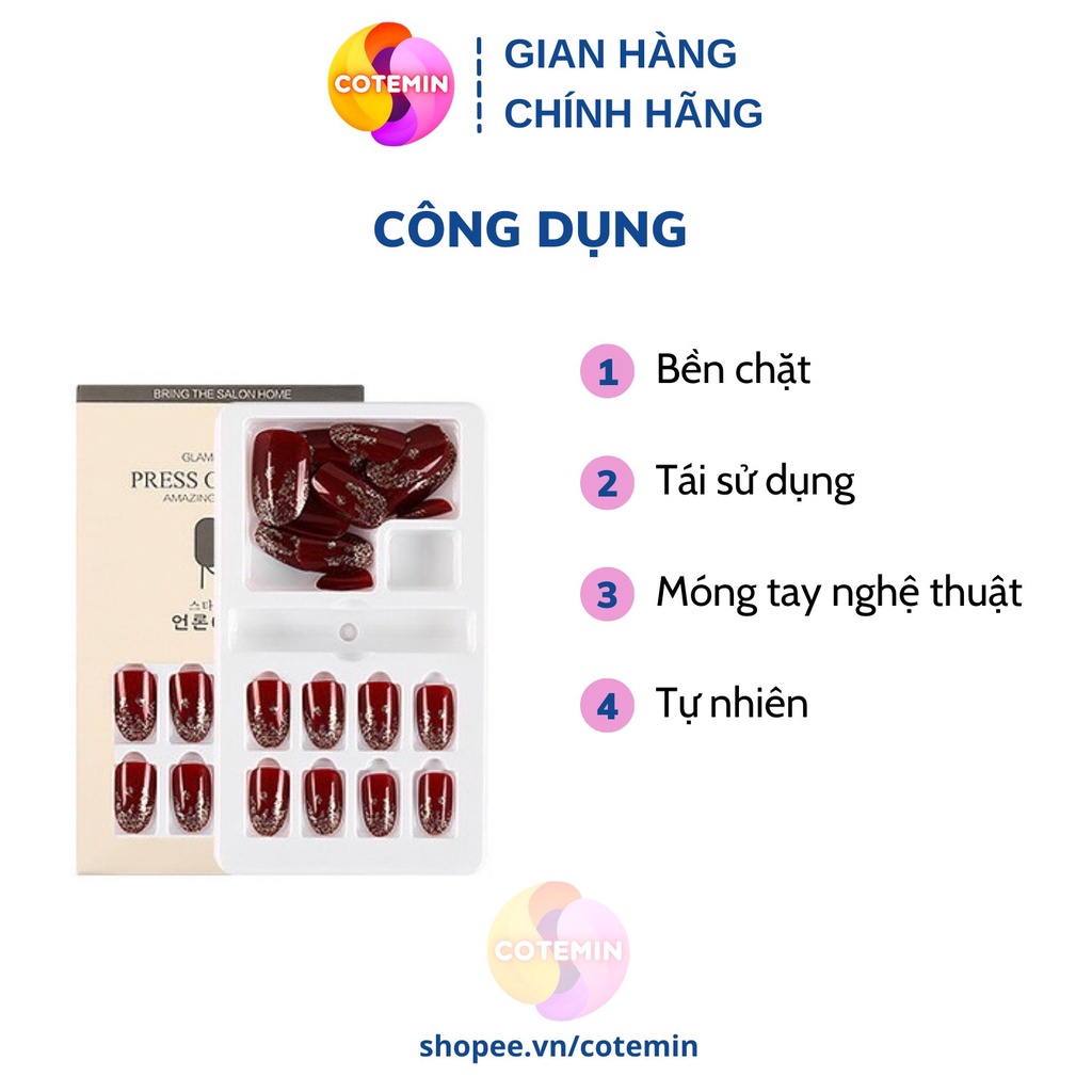 Móng tay giả thời trang móng tay có keo đính sẵn tiện lợi dễ xử dụng COTEMIN MÃ F740