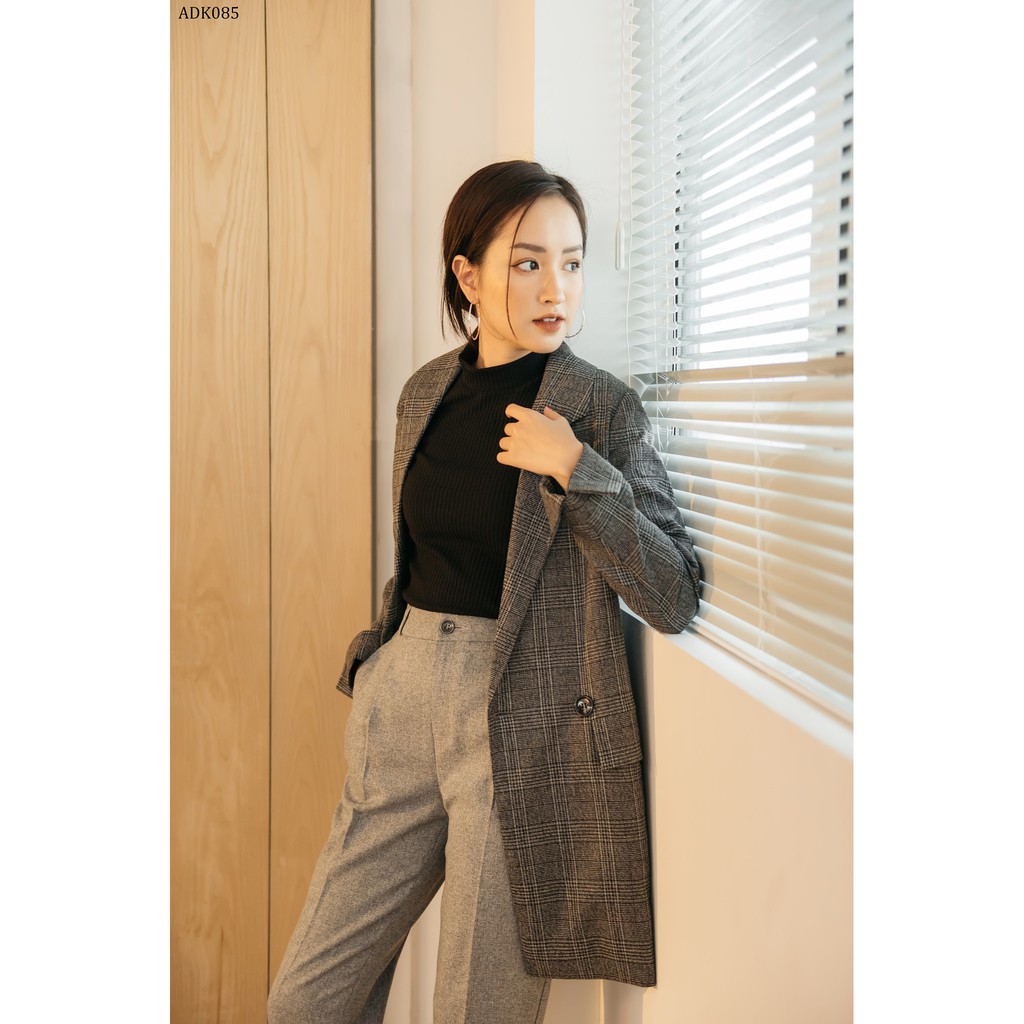 Áo blazer khuy đôi tay gập túi nắp TIIN STORE ADK085
