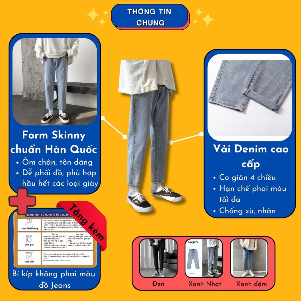 [Tiền Nào Của Đấy]Quần Jean Baggy Nam Rống Rộng Màu Xanh Nhạt Vải Co Giãn Unisex Hot 2022