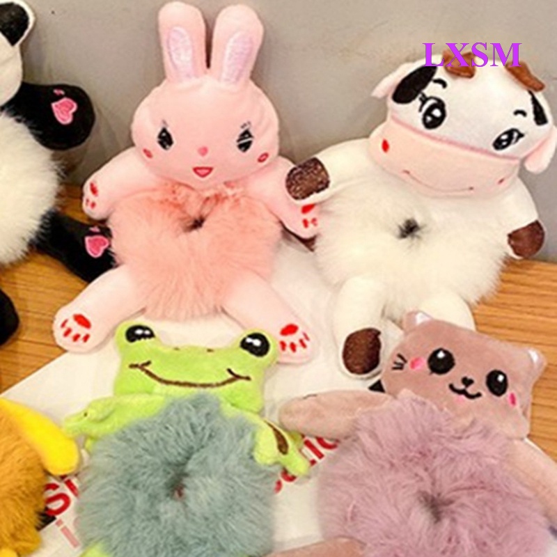 Dây Cột Tóc Lông Nhung Co Giãn Hình Gấu / Thỏ / Pikachu Dễ Thương Cho Bé Gái