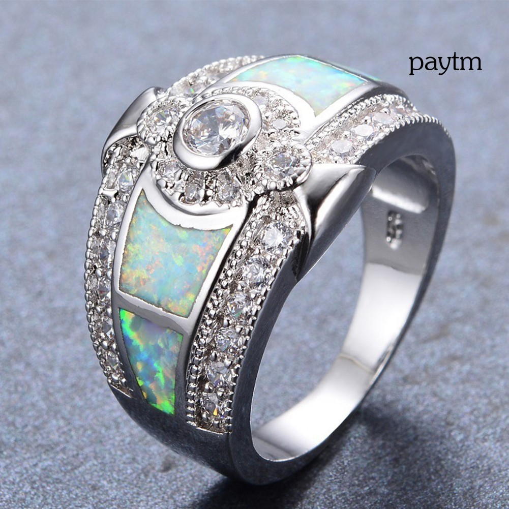 Nhẫn Hợp Kim Đính Đá Opal Nhân Tạo Thời Trang