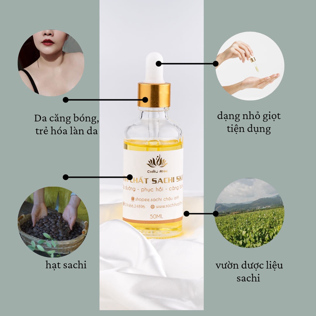 Tinh chất serum dưỡng da căng mịn mờ thâm chính hãng công ty Châu Anh SACHI SKIN 50ML hoàn toàn từ thiên nhiên