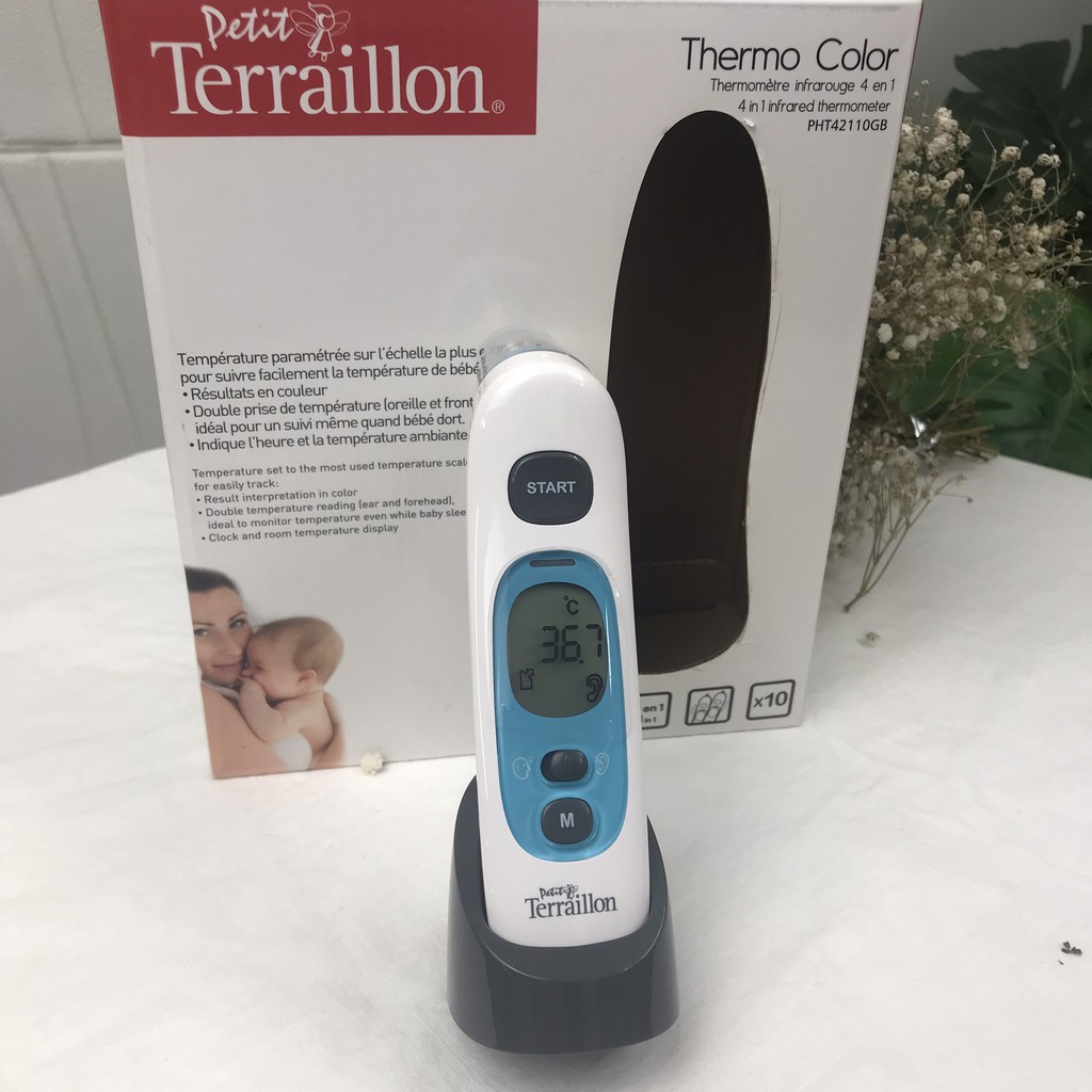 Nhiệt kế Petit Terraillon Thermo Color 4in1, nhiệt kế y tế đo tai, trán bằng tia hồng ngoại Ouibeaute