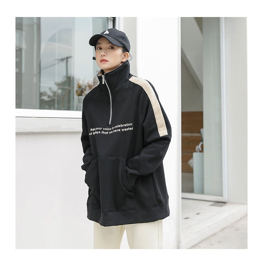 Áo Hoodie Dây kéo 053 Đen