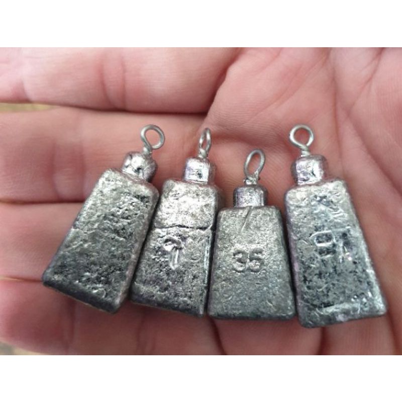 1kg chì Vuông Câu Cá  Có móc đủ cỡ 35-200g