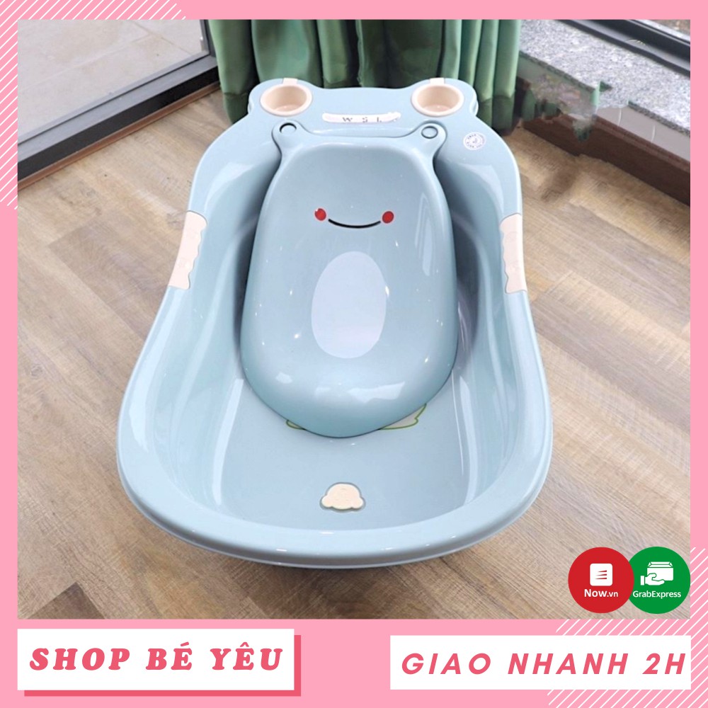 Chậu tắm cho bé 🌸 Freeship 🌸 Chậu tắm kèm ghế nằm hình chú ếch màu xanh cho bé yêu