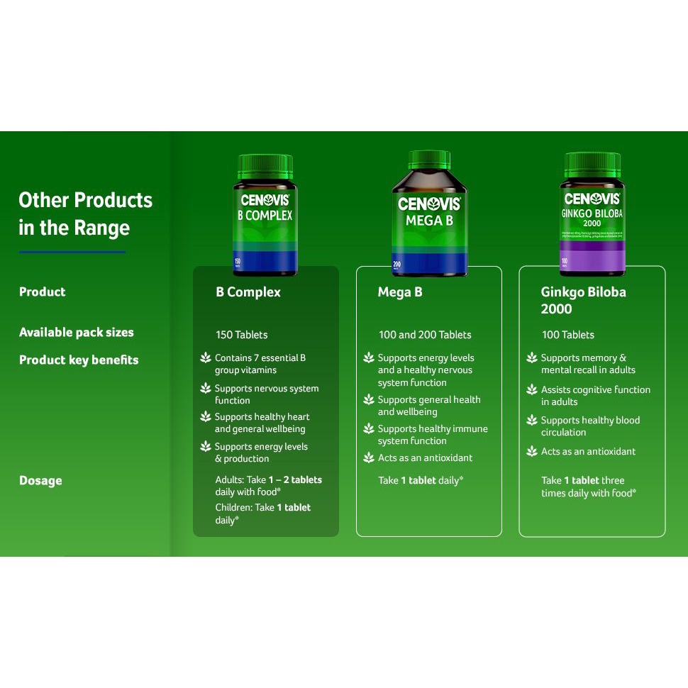 Viên uống CENOVIS B Complex 150 viên, bổ sung vitamin B, bổ sung năng lượng hỗ trợ tim mạch thần kinh