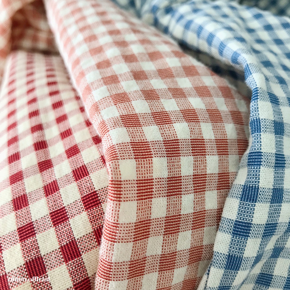 Áo Caro Cổ Bèo Tay Bo Dáng Lửng_Nhienvintage BA63