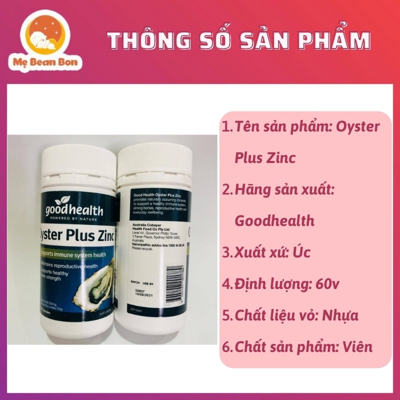 Tinh chất hàu biển Goodhealth Oyster Plus Zinc  60 viên tăng cường sinh lý hỗ trợ nam giới