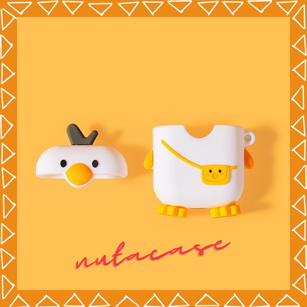 Vỏ bảo vệ tai nghe bluetooth Airpods bằng Sillicone dẻo, ốp Case cute, Airpods 2/pro VỊT ĐEO TÚI NUTACASE