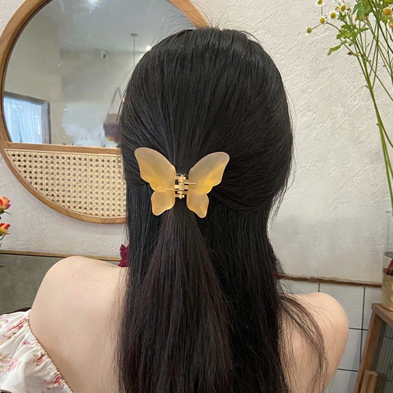 Kẹp Tóc Càng Cua Bằng Nhựa Acrylic Trong Suốt Màu Thạch Nhám Phong Cách Hàn Quốc Dành Cho Nữ