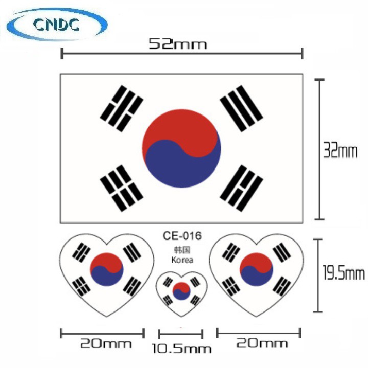 Combo 10 miếng Hình xăm dán lá cờ cổ vũ đội tuyển bóng đá Việt Nam (Tặng kèm 1 miếng lá cờ Hàn Quốc).